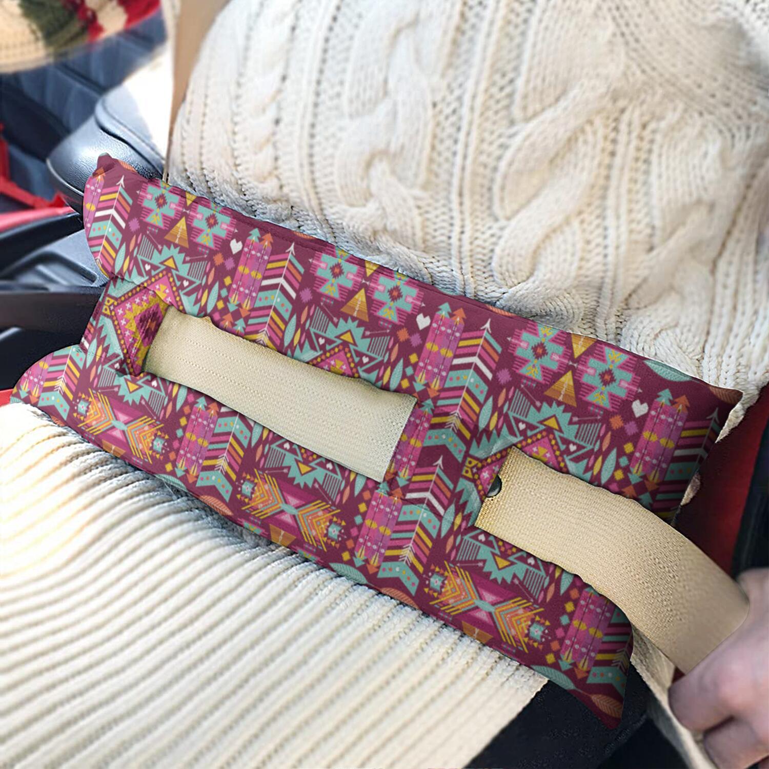 Earthy Tone Post Surgery Seatbelt Pillow - Mastectomy Car Cushion, Soft Recovery Pillow with Double Straps