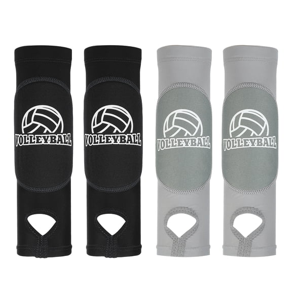 Uxcell Volleyball Arm Sleeves, 2 Pair Passing Forearm Sleeve with Protection Pads Thumbhole, Grey, Black