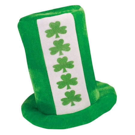 Adults St. Patrick's Day Irish Green Shamrocks Tall Hat Costume Accessory