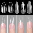thumbnail image 2 of Puntas de uñas postizas esculpidas, sistema de extensión de uñas de Gel UV acrílico transparente, almendra ovalada, cubierta completa, 2 of 4