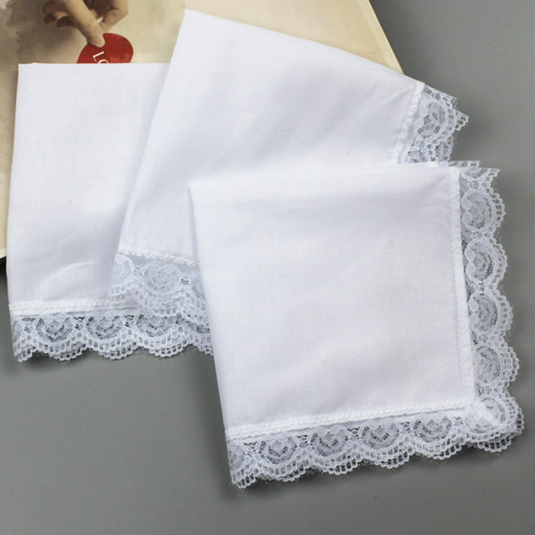 White-silver lace plastron tie with handkerchief, ON