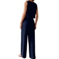 thumbnail image 3 of Conjunto de Dos Piezas para Mujer, 2025, Sin Mangas, con Botones, Informal, con Bolsillo y Pantalones Anchos. Azul XXL, 3 of 7