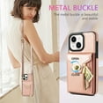 thumbnail image 4 of Dteck for Apple iPhone 14 Plus Zipper Pocket Case, Flip PU Leather Wallet Crossbody Shoulder Strap Lanyard Case with Credit Card Holder Women RFID Blocking Protective Purse Cover, rosegold, 4 of 6