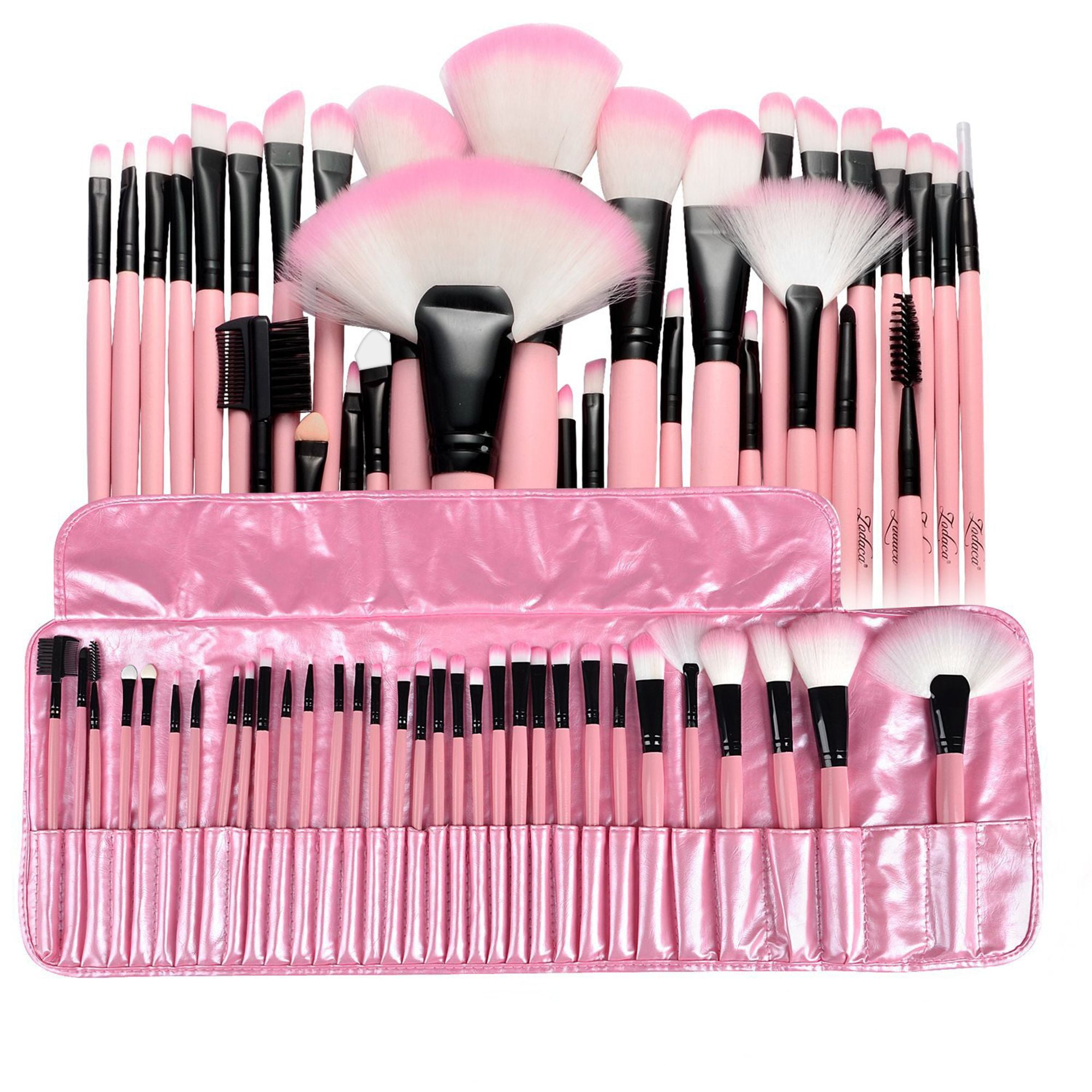 Zodaca Makeup Brushes Set with Pink Cosmetic Pouch Bag , 32 Pcs