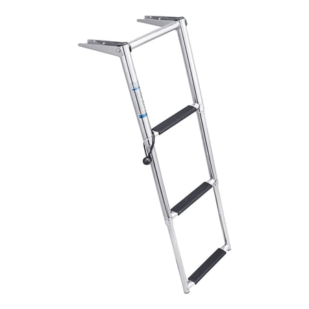 White Water B00301CHA Marine 304 Stainless Steel Over Platform Telescoping Boat Ladder, 3 Step