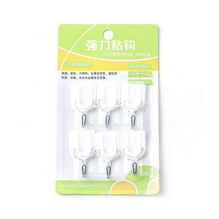 6pcs Plastic Self Adhesive Bathroom Kitchen Wall Door Hook Sticky Hanger Holder for Key Towel,