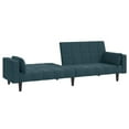 thumbnail image 2 of vidaXL 2-Seater Sofa Bed with Two Pillows Blue Velvet, 2 of 5