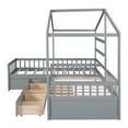 thumbnail image 6 of Bellemave House Bed Double Twin Beds, Wood L-Shape Twin Bed with 3 Storage Drawers, Montessori Bed with Roof and Fencefor Toddler Kids Girls Boys (Gray), 6 of 8