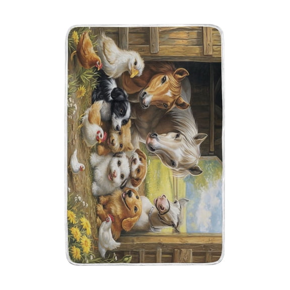 Wobogo Farm Animals Flannel Fleece Bed Blanket as Bedspread Coverlet Sofa Blankets (90x60in) Soft Lightweight Warm and Cozy