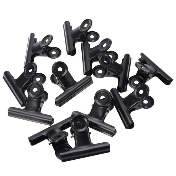 12 clips metálicos de 63 mm para oficina, papelería y escuela (negros)
