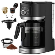 K-Cup Pods Coffee Maker Machine, 14-Cup 1200W Drip Coffee Brewer， Compatible with Ground Coffee