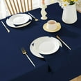 thumbnail image 4 of Faux Linen Tablecloth Rectangle Waterproof Washable Natural Textured Fabric Table Cloths, Heavy Weight Table Cover for Dining, Party, Holiday, Indoor, Outdoor (60 x 102 Inch Rectangular, Navy Blue), 4 of 7