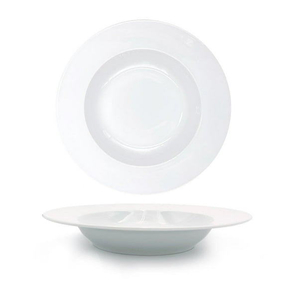 Porcelain Delta dia.11.75" h:2" 24 oz. Round White Porcelain Bowl (Set of 2)