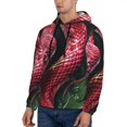 thumbnail image 3 of Rateoe Red Viper Jungle Intensity Pattern Mens Hoodie, Pullover Hooded Sweatshirt, Kangaroo Pocket Hoodie Ideal for Daily Wear, Travel and Home-XX-Large, 3 of 7