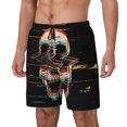 thumbnail image 2 of Daiia Glitch Screaming Skull Mens Swim Trunks Swim Shorts Quick Dry Swim Shorts with Mesh Lining Pockets-X-Large, 2 of 9