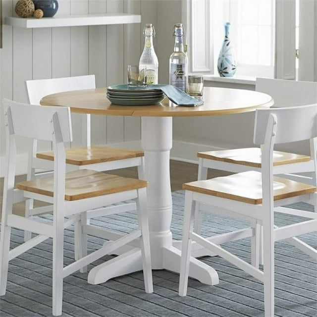 Progressive Furniture Christy 40" Round Wood Dining Table in Light Oak and White