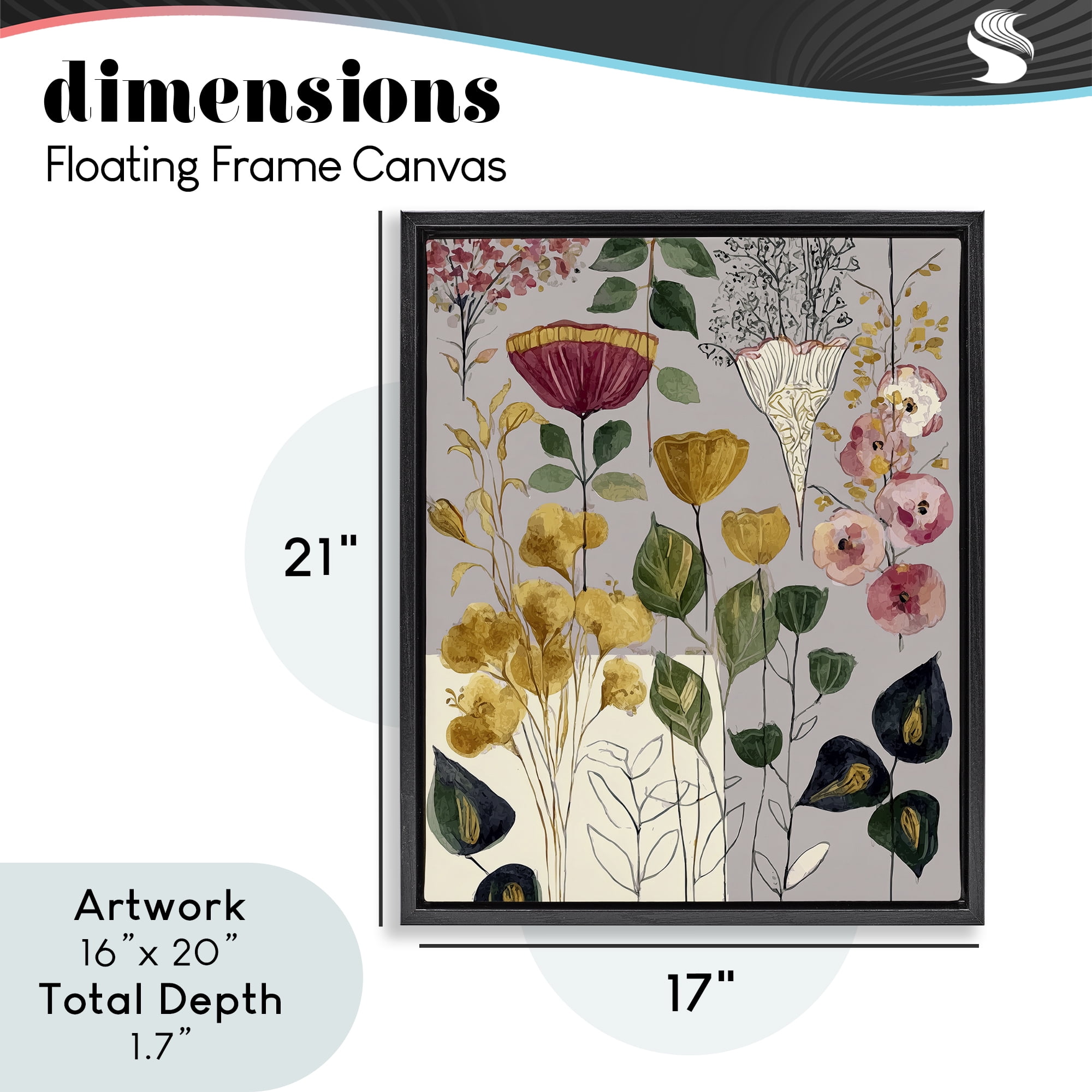 Playful Assumptions Foliage Black Framed Floater Canvas Wall Art, design by Annabelle Hall