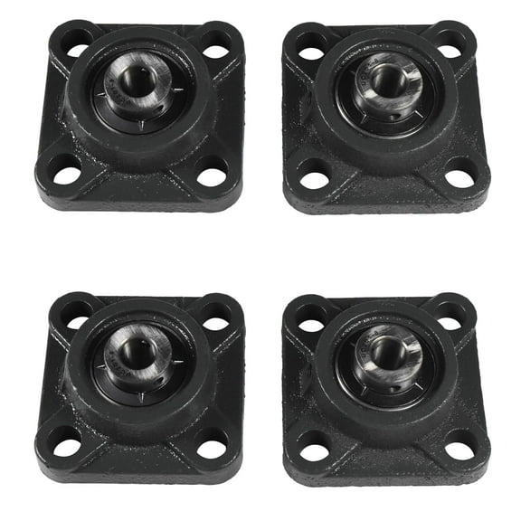 HQRP 4-Pack UCF201-8 Pillow Block Bearing 1/2 inch Bore, 4-Bolt Flange Mounted, Solid Base, Self-Alignment, Square