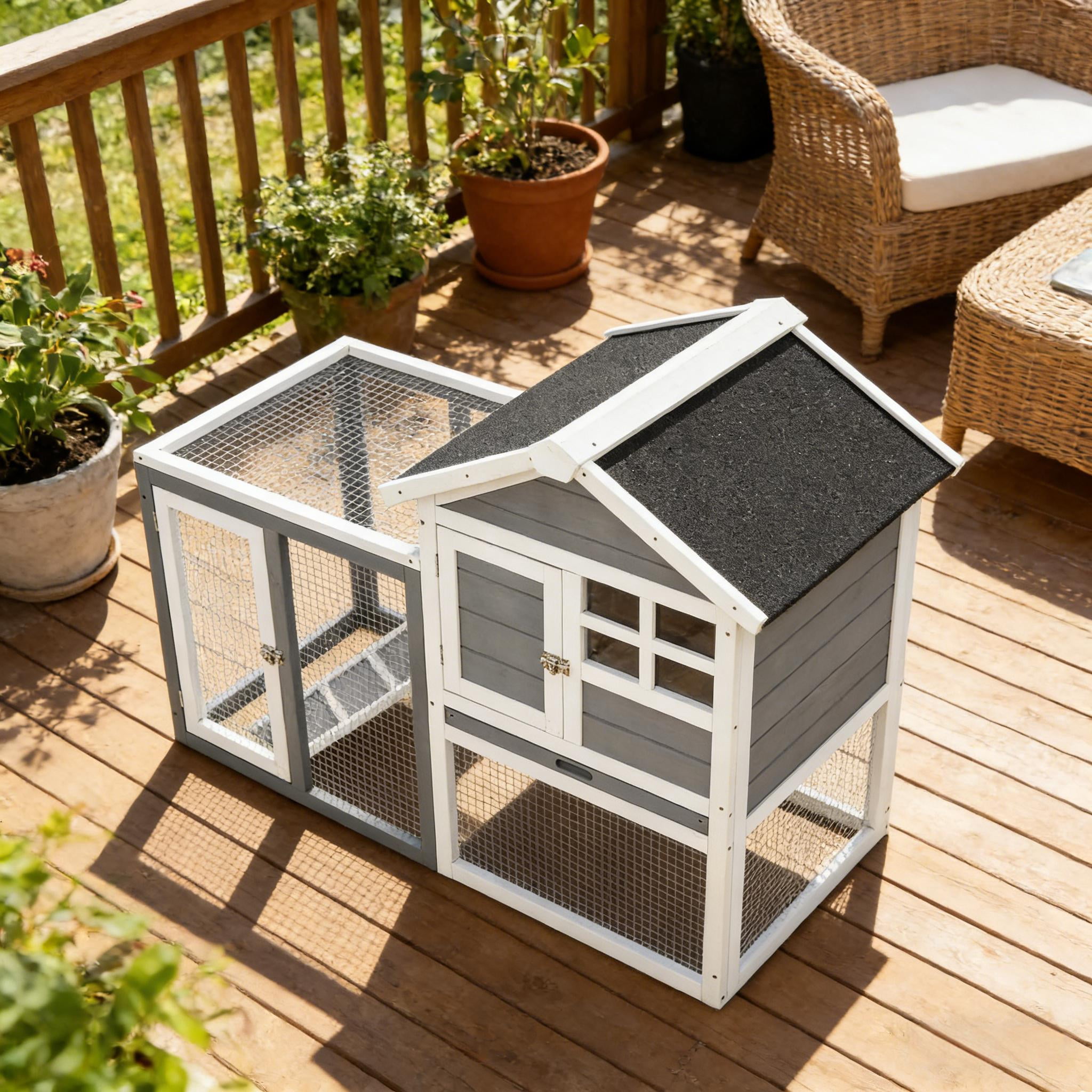 Spacious Pet House, Weatherproof Wooden Rabbit Hutch