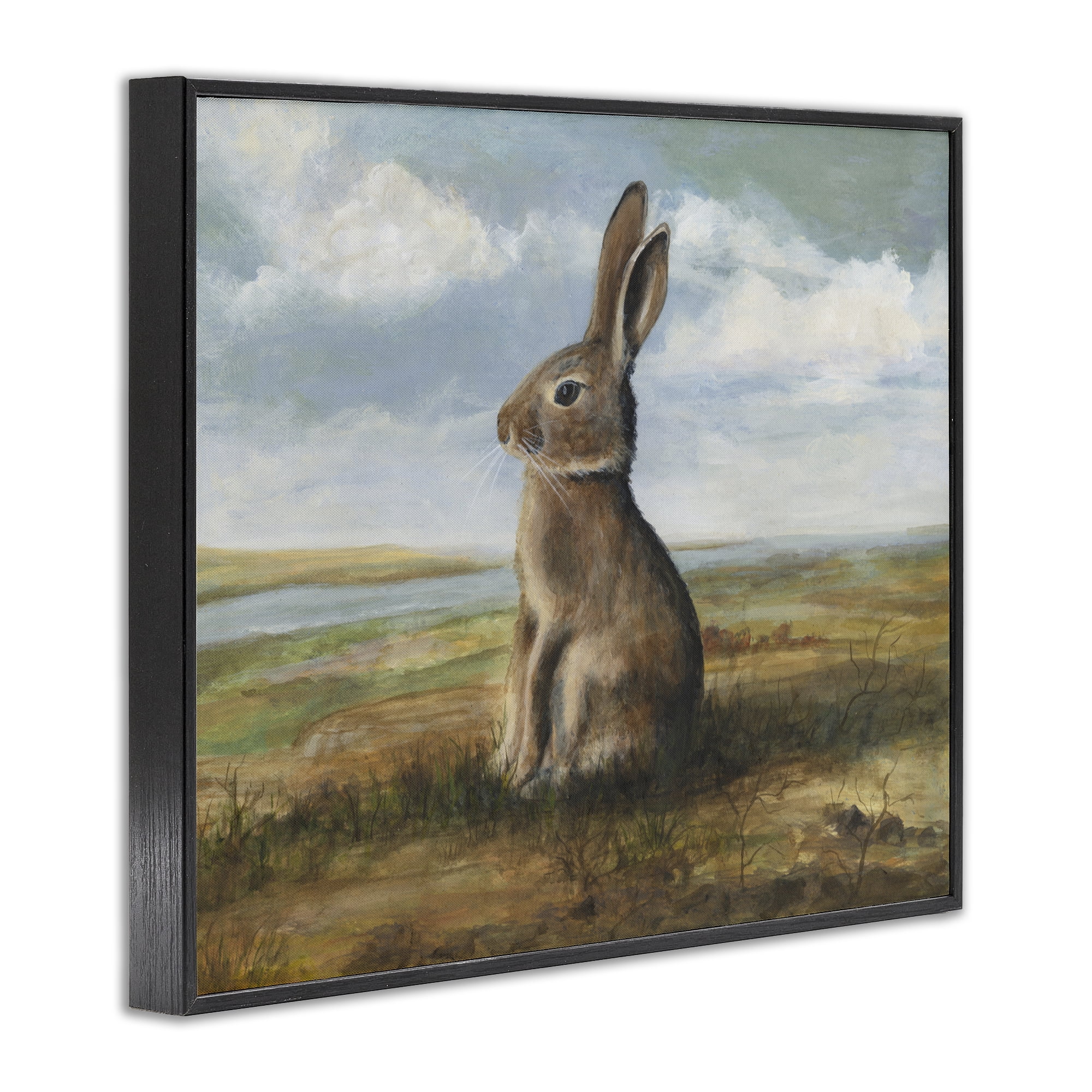 Stupell Industries Classic Rabbit in Countryside Black Framed Giclee Art, design by Michael Willett
