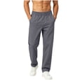 thumbnail image 2 of BADHUB Mens Chino Pants Straight Fit Drawstring Pant Lightweight Flat Front Loose Fit Trousers with Pockets Gray M, 2 of 7