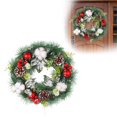 thumbnail image 1 of Corona navideña pequeña de 11,8 pulgadas, mini corona navideña para puerta con piñas escarchadas y acebo, decoraciones navideñas para interiores, ventanas, paredes, escaleras, habitaciones,, 1 of 8