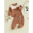 thumbnail image 3 of Bagilaanoe 2PCS Baby Boy Pants Set Toddler Contrast Color Long Sleeve Sweatshirt Tops + Sweatpants 6M 12M 18M 24M 3T 4T Kids Casual Sweatsuits, 3 of 9