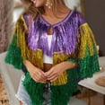 thumbnail image 6 of T Shirts For Women Womens Tops Purple Green And Gold Metallic Poncho, 6 of 7