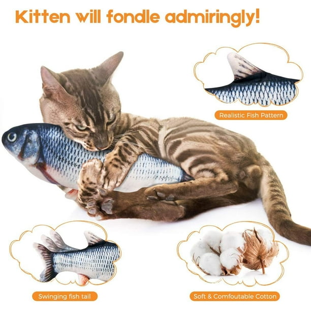 Iguohao Flopping Fish Cat Toy With Catnip Bag - Lifetime Replacement - 7 Types Fish For Choice - Motion Kitten Toy, Plush Interactive Cat Iguohao , Fu