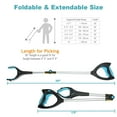thumbnail image 6 of HOMEYA Foldable Grabber Reacher Tool with Led Light & Magnetic Tip, 32inch/19inch Folding Reacher Grabber with 360° Rotating Jaw, Picker Upper Grabber for Outdoor & Indoor - Blue, 6 of 7