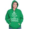 thumbnail image 3 of Keep Calm Carry A Camera Photographer Zip Up Hoodie Men's Women's Brisco Brands 2X, 3 of 6