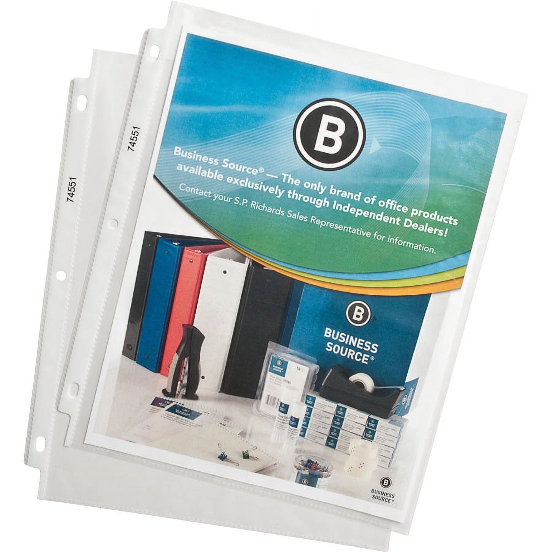 Business Source Top-loading Poly Sheet Protectors - For Letter 8 1/2" X 11" Sheet - 3 X Holes - Ring Binder - Top Loading - Rectangular - Clear - Polypropylene - 500 / Carton