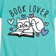 thumbnail image 3 of Instant Message - Book Lover Cat - Toddler And Youth Girls Short Sleeve Graphic T-Shirt, 3 of 6