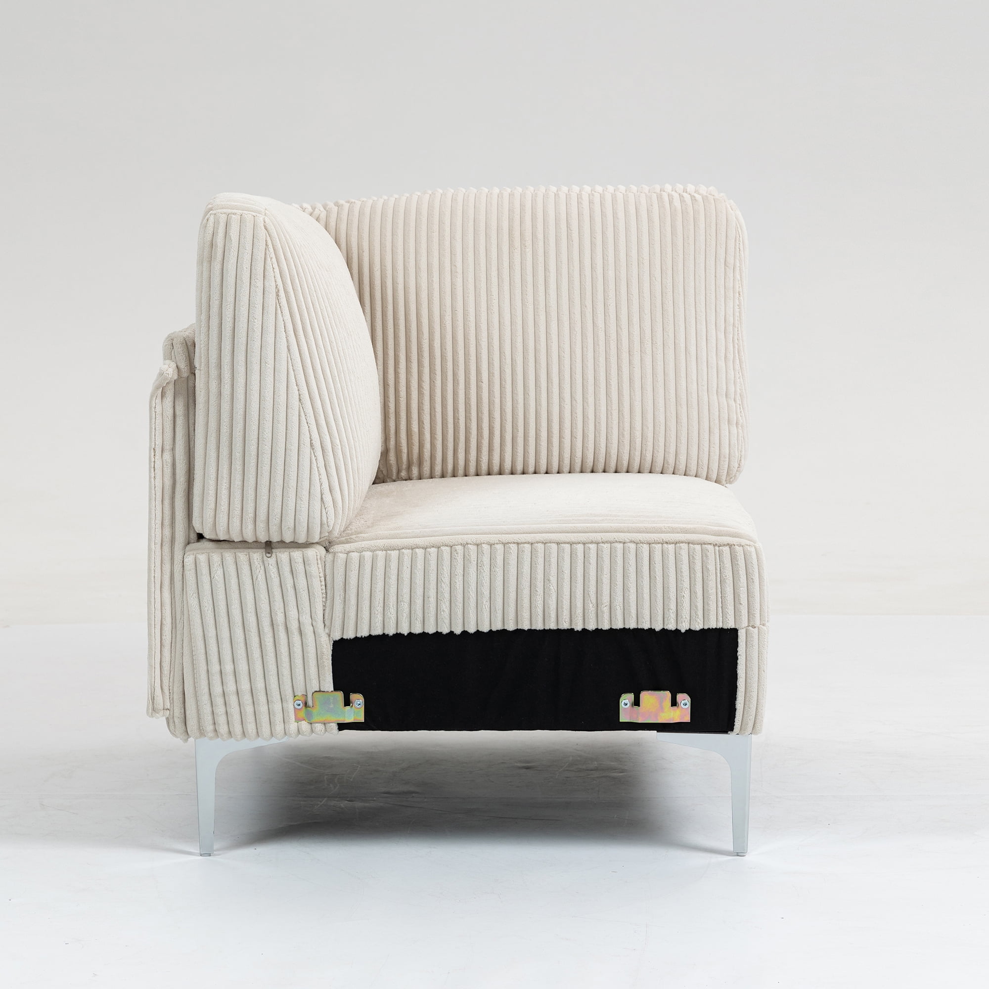 Modular Sectional Sofa, Corner Seat, Middle Seat Module Couch, Beige Corduroy Fabric, DIY Design with Multiple Configurations