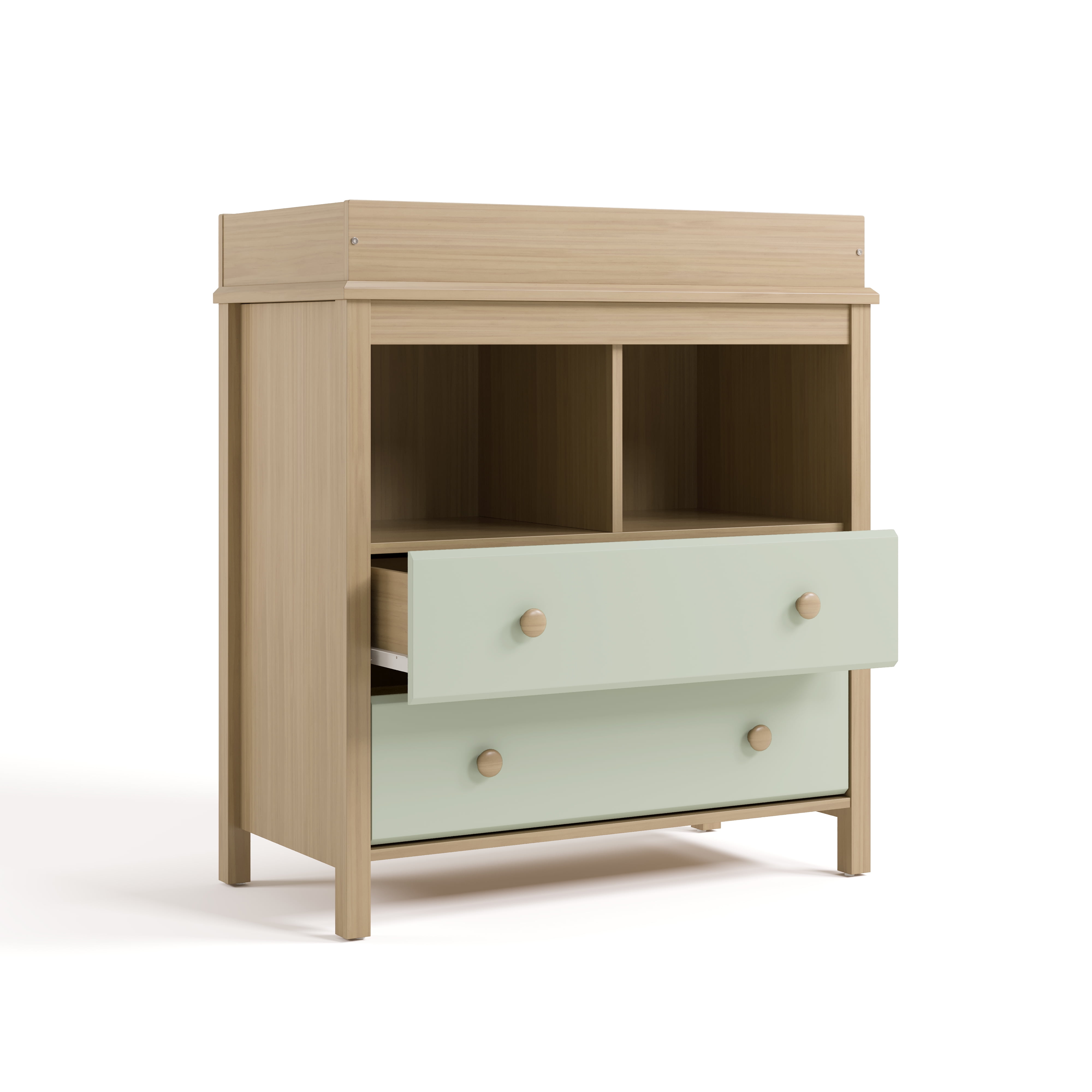 Storkcraft Alpine 2-Drawer Infant Changing Table Dresser, Driftwood with Sage