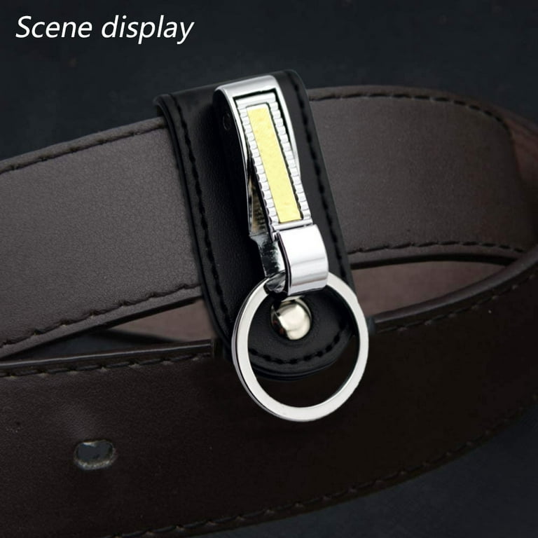 BOLWHAO Feijinmao Leather Belt Loop Keychain with 2 Detachable Clips Key Ring Holder Belt Key Chain for Men Women Chain Accessory 1 Pieces