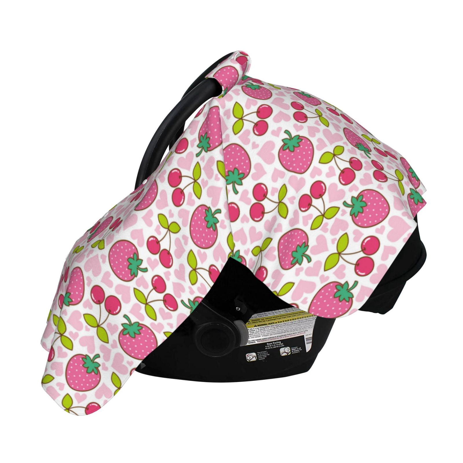 Naloa Strawberry And Cheery Baby Car Seat Cover, Breathable Baby Carrier Cover, Multiuse Baby Carrier Cover & Nursing Breastfeeding Cover