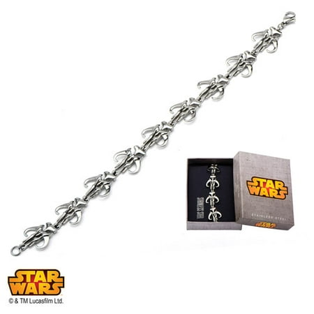 Disney Stainless Steel Star Wars Mandalorian Symbol Link Bracelet, 8