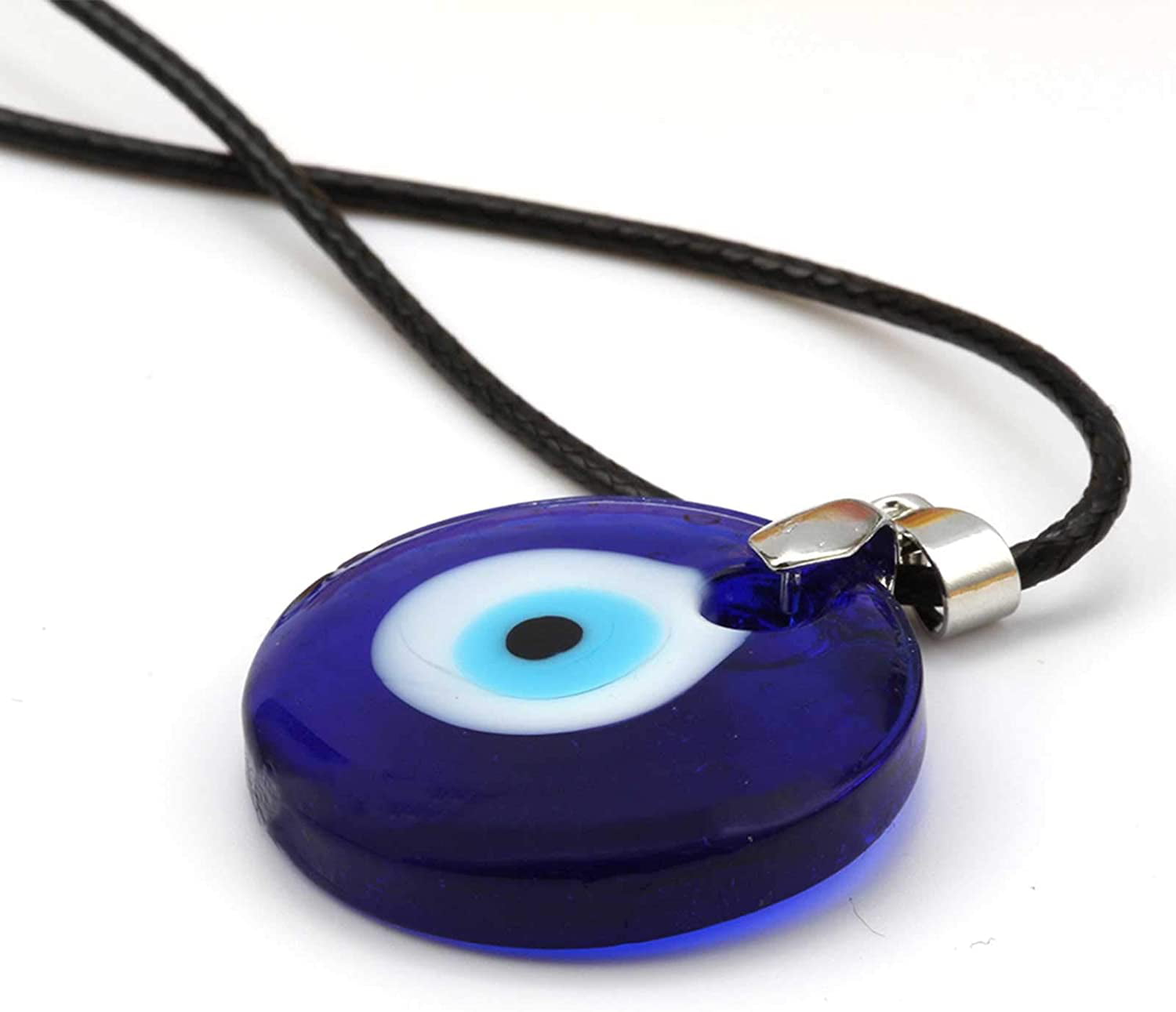 1-4Pcs Evil Eye Y Style Necklaces Blue Turkish Glass Leather Rope Alloy Beads Chain Evil Eye Necklace Nazar Amulet Lucky Protection Chockers Third Eye Chocker for Women Men 