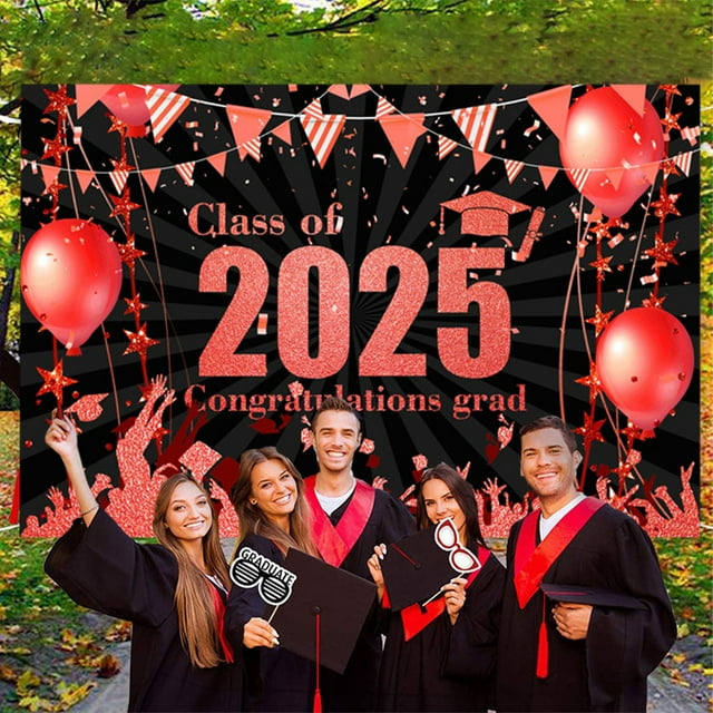 Xihbxyly Fondo de Graduación, Fondo Fotográfico de Poliéster, Decoración de Graduación Resistente a Las Arrugas, Tela Versátil para Drapear, Impresión con Diseño de Celebración, Ideal para Eventos de