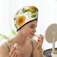 thumbnail image 3 of LNWH Microfiber Hair Drying Towel, Elegant Sunflower Yellow Floral Pattern Hair Dry Wrap with Button Anti Frizz Soft Bath Shower Cap Head Towel for Girls Women, 3 of 8