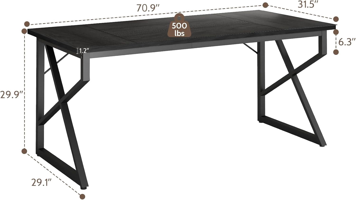 GLZ'HOME 70.9-Inch Executive Desk, Heavy Duty Industrial Home Office Desk with Easy Assembly, Modern Large Computer Desk for Home Office, Study & Apartments, 500 lbs Capacity