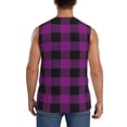 thumbnail image 4 of Uemuo Purple Black Plaid Pattern Men's Sleeveless T-Shirt,Muscle Athletic Tank Top, Moisture-wicking Quick-dry Breathable Classic Tee Top for Gym Run Outdoor Sports-Medium, 4 of 8