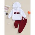 thumbnail image 2 of Bagilaanoe 2PCS Toddler Baby Girl Boy Pants Set Letter Embroidery Long Sleeve Hoodie Sweatshirt Tops + Sweatpants 6M 12M 18M 24M 3T Kids Casual Sweatsuits, 2 of 8