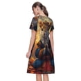 thumbnail image 2 of Bixox Women's Short Sleeve Summer Dress Loose Swing Knee Length Dresses with Pockets-Maple Leaf Meditating Squirrel, 2 of 7