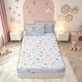 thumbnail image 4 of meiyoeat Cute Unicorn R Initial Zipper Comforter Set with Fitted Sheet and 2 Pillowcases for Kids, Cartoon Monogram Zipper Bedding Set, Blue Multicolor, Colorful Star Reversible, 3pcs, 4 of 6