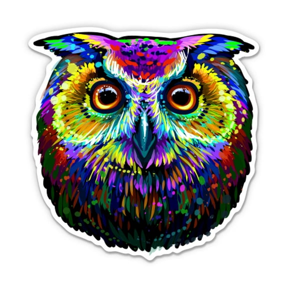 Colorful Owl - 3" Vinyl Sticker - For Car Laptop Water Bottle Phone - Waterproof Decal