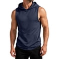 thumbnail image 5 of GrmtClth Mens Lightweight Sleeveless Hoodie Casual Pullover Tank Top with Hood & Kangaroo Pocket Breathable Fitness Training Tops Navy XL, 5 of 7