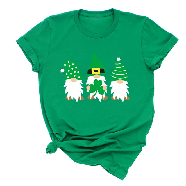 Pompotops T-Shirt Décontracté pour Femmes Imprimé de la Saint-Patrick à Manches Courtes