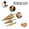 thumbnail image 2 of Juego de 3 Brocas Escalonadas HSS, 4-12 Mm, 4-20 4-32 Cono Titanio, Madera, Metal, Cortador Agujeros, VáStago Hexagonal, Herramienta Cambio RáPido, 2 of 7